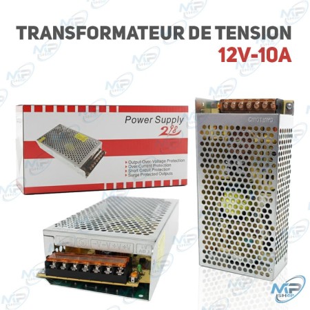⚡ Transformateur de Tension 12V 10A – Alimentation AC/DC 120W pour LED, CCTV et Équipements Électroniques