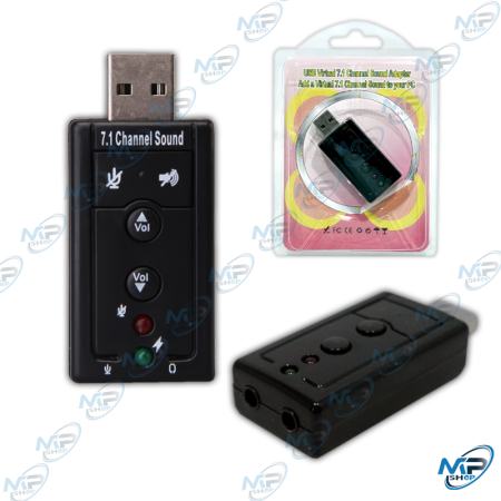 🔊 Carte Son Externe USB 7.1 – Adaptateur Audio USB vers Jack 3.5mm avec Contrôle Volume et Micro pour PC / Laptop