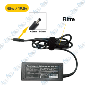 🔌 Chargeur PC Portable 45W 19.5V – Adaptateur Secteur 4.5×3.0 mm avec Filtre