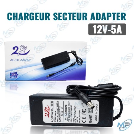 🔌 Chargeur Secteur 12V 5A – Adaptateur AC/DC Universel pour Appareils Électroniques