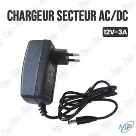 🔌 Chargeur Secteur AC/DC 12V 3A – Adaptateur Alimentation Universel