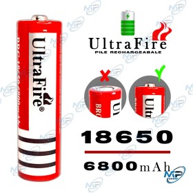 🔋 Batterie rechargeable 18650 UltraFire 6800mAh – Pile lithium haute capacité 3.7V