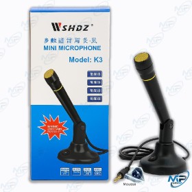 🎤 Mini Microphone de Bureau K3 3.5mm – Micro Flexible sur Support pour PC, Streaming & Enregistrement