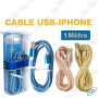 🔌Câble USB iPhone Tressé 1 mètre – Charge & Synchronisation Rapides