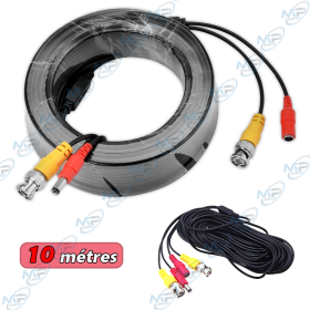 Câble CCTV 10 mètres BNC + Alimentation
