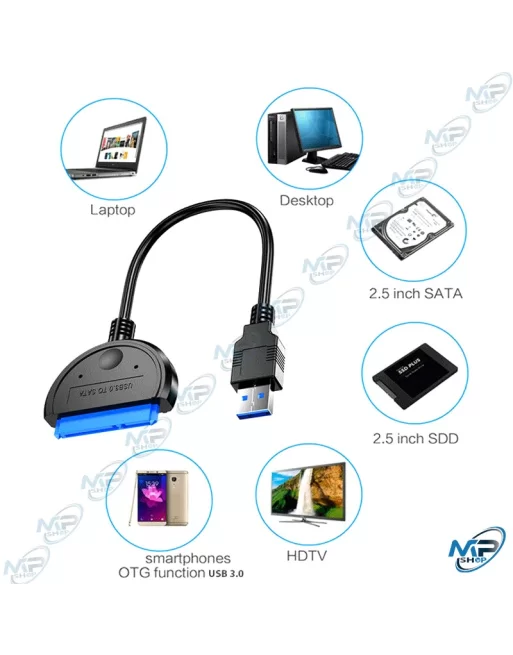 CABLE SATA USB 3.0 POUR DISQUE DUR 2.5" HDD/SSD