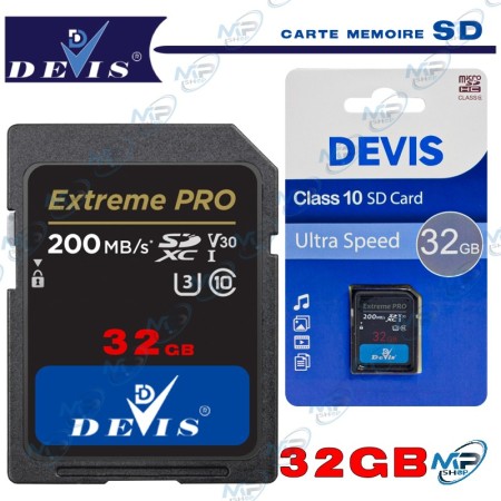💾 Carte Mémoire SD 32GB Class 10 UHS-I – Haute Vitesse 200MB/s pour Photo & Vidéo Full HD