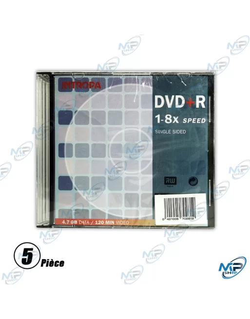 PACKET DE 5 DVD+R RW 4,7GO INTROPA