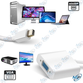🔌 Adaptateur Mini DisplayPort vers VGA – Convertisseur Mini DP vers VGA pour PC, MacBook, Écran et Projecteur