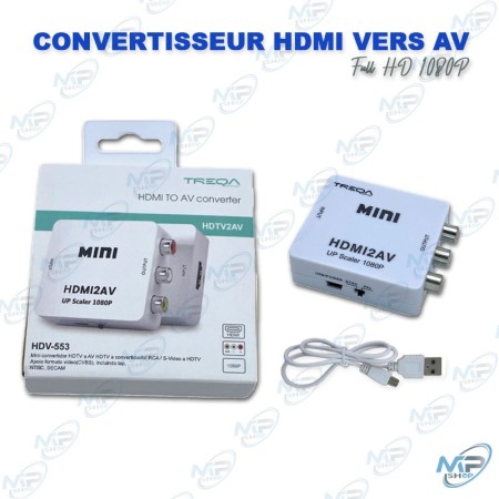 🔌 Convertisseur HDMI vers AV (RCA) 1080p – Adaptateur HDMI vers Composite avec Audio
