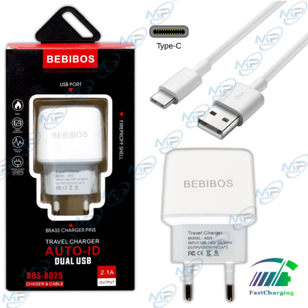 ⚡Chargeur BEBIBOS BOS-A025 Double USB avec Câble Type-C