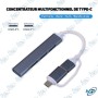 🔌 Hub USB-C Multifonction 4 Ports – Adaptateur USB-C vers 3 Ports USB + Port USB Supplémentaire Haute Vitesse