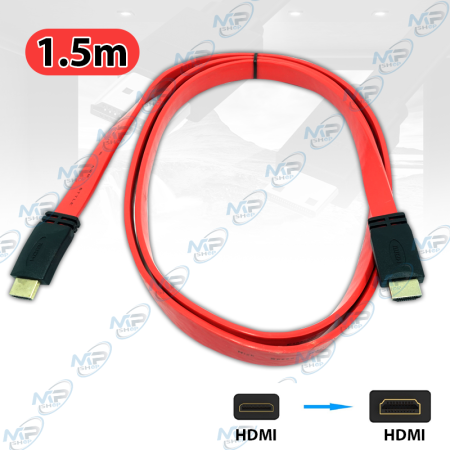 🔌 Câble HDMI Plat 1.5M Haute Vitesse – Câble HDMI Slim Flexible Rouge Compatible TV, PC, Console
