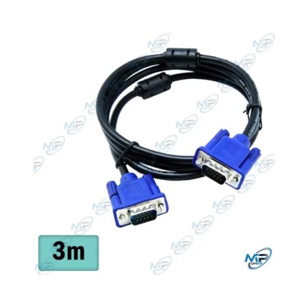 🔌 Câble VGA 3m – Câble écran PC D-Sub 15 broches avec filtres anti-interférences